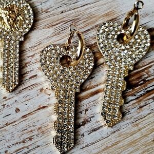 Gold and Silver Key Shaped Earrings